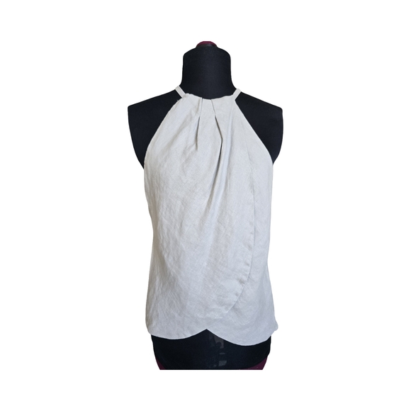 Zara Light Gray Linen Halter Top Size XL Minimalist Chic Casual - Picture 2 of 5